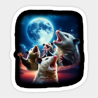 Opossums howling at the Moon Sticker